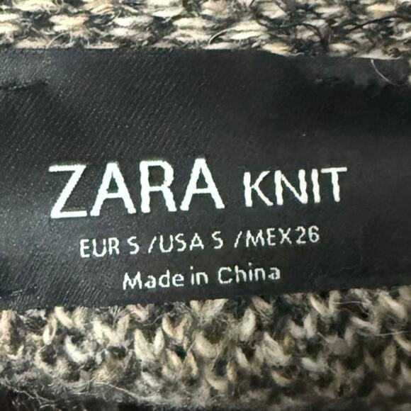 Zara Rare Tan Grey Oversized Cape Poncho Coat Fur Hood Bloggers Size Small - Picture 8 of 12